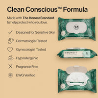 The Honest Company Flushable Wipes for Sensitive Skin | Fragrance Free, Hypoallergenic, 99% Water, Safe to Flush | Tropical Leaves, 336 Count