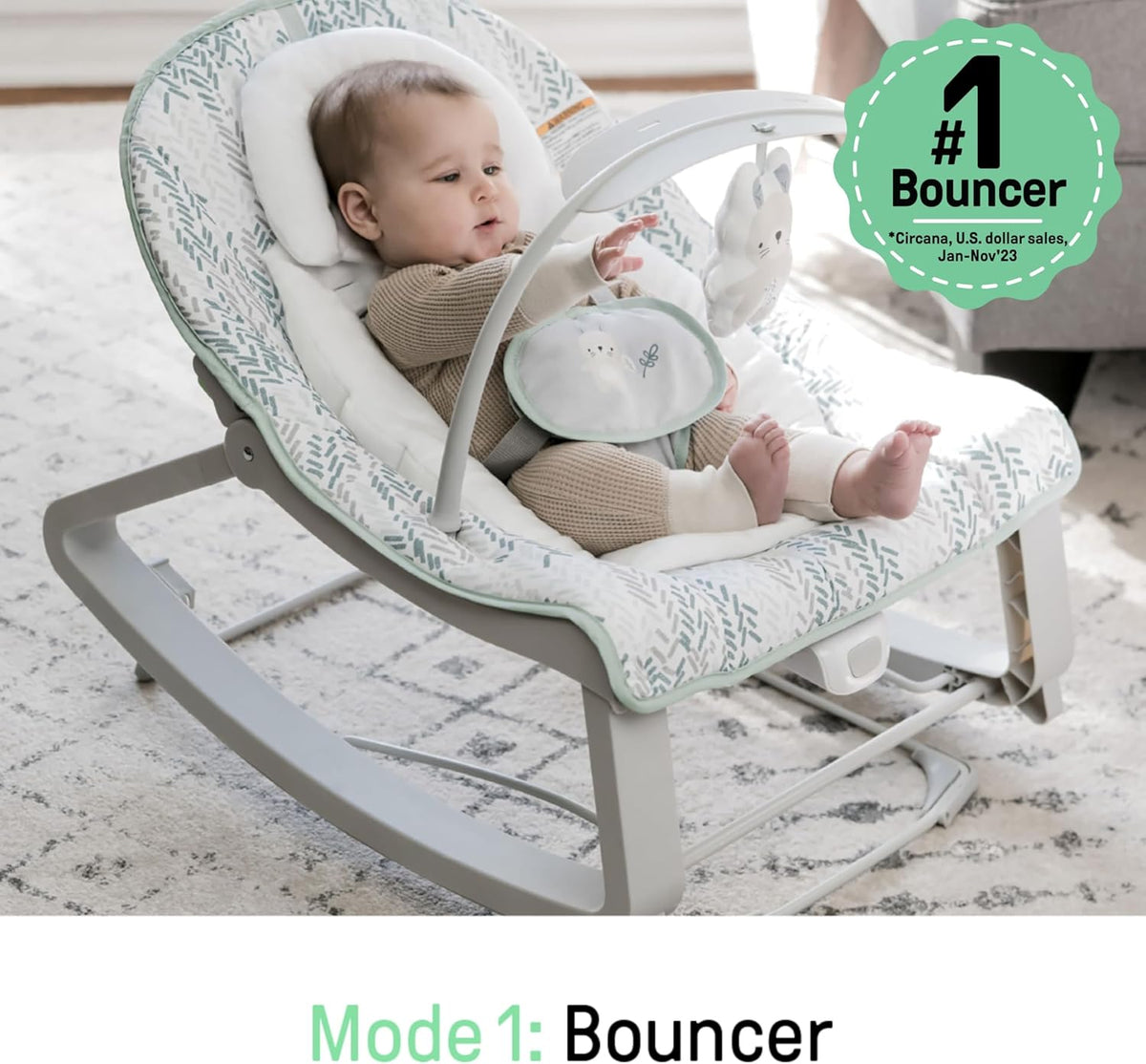 Ingenuity Keep Cozy 3-in-1 Grow with Me Vibrating Baby Bouncer Seat & Infant to Toddler Rocker - Spruce, Newborn and up