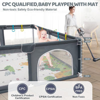 Large Baby Playpen with Mat - 200 x 180 cm Baby Play Yard for Toddler