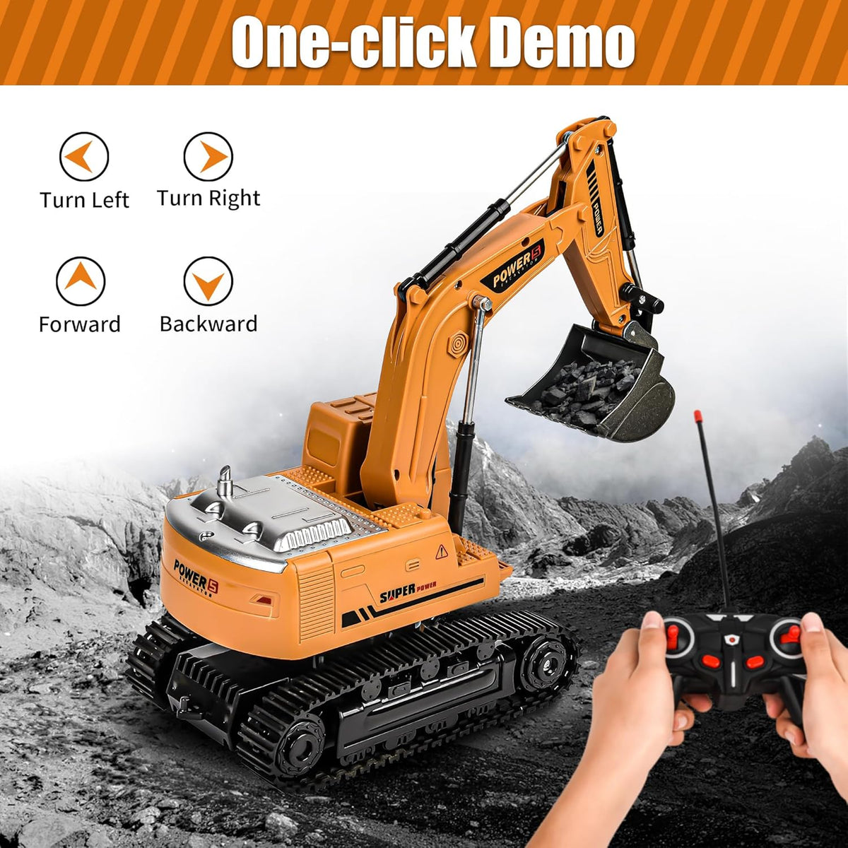 Remote Control Excavator Toy, RC Construction Truck with Metal Shovel