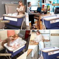 3 in 1 Baby Bassinet, Bassinet Bedside Sleeper for Baby, Bedside Crib with Wheels & Storage Basket & Mosquito