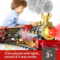 Train Set - Train Toys for Boys w/Smokes, Lights & Sound