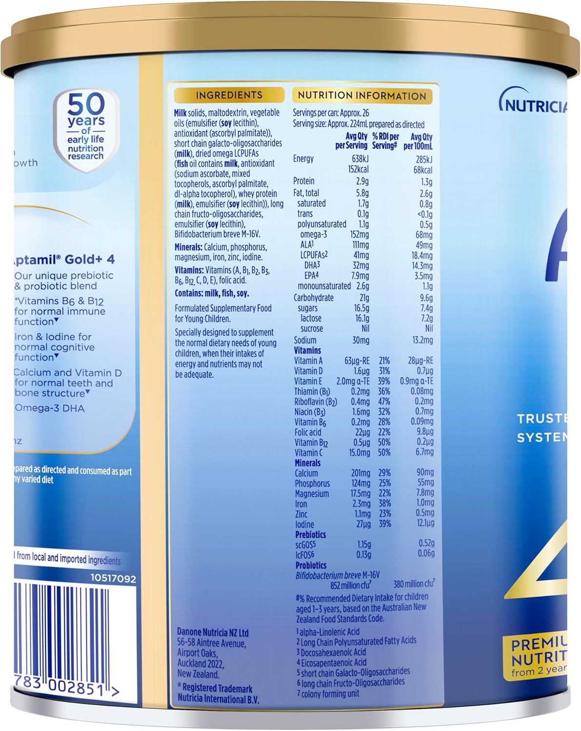 Aptamil Gold+ 4 Premium Junior Milk Drink,From 2 Years, 900g