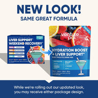 Venture Pal Hydration Packets + Liver Support- Liquid Daily IV Electrolyte Powder Packets with 7 Electrolytes & 5 Vitamins, Milk Thistle + L-Theanine | Sugar-Free | Keto Friendly | Vegan, 16 Sticks