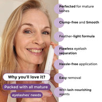VolumeCare+ Mascara For Older Women - Extreme Length and Volume 2-in-1 Formula - No Clumps, Long-Wearing, Hypoallergenic Mascara For Sensitive Eyes (Natural Black)