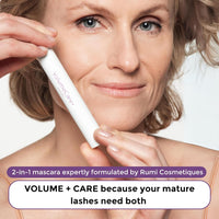 VolumeCare+ Mascara For Older Women - Extreme Length and Volume 2-in-1 Formula - No Clumps, Long-Wearing, Hypoallergenic Mascara For Sensitive Eyes (Natural Black)