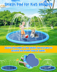 YSJILIDE Splash Pad for Kids and Dog, Non-Slip Large Sprinkler Splash Play Mat, 59"
