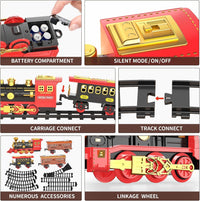 MSKOLER Train Sets with Steam Locomotive Engine, Cargo Car and Tracks, Boys & Girls 3 4 5 6 7 Years Old