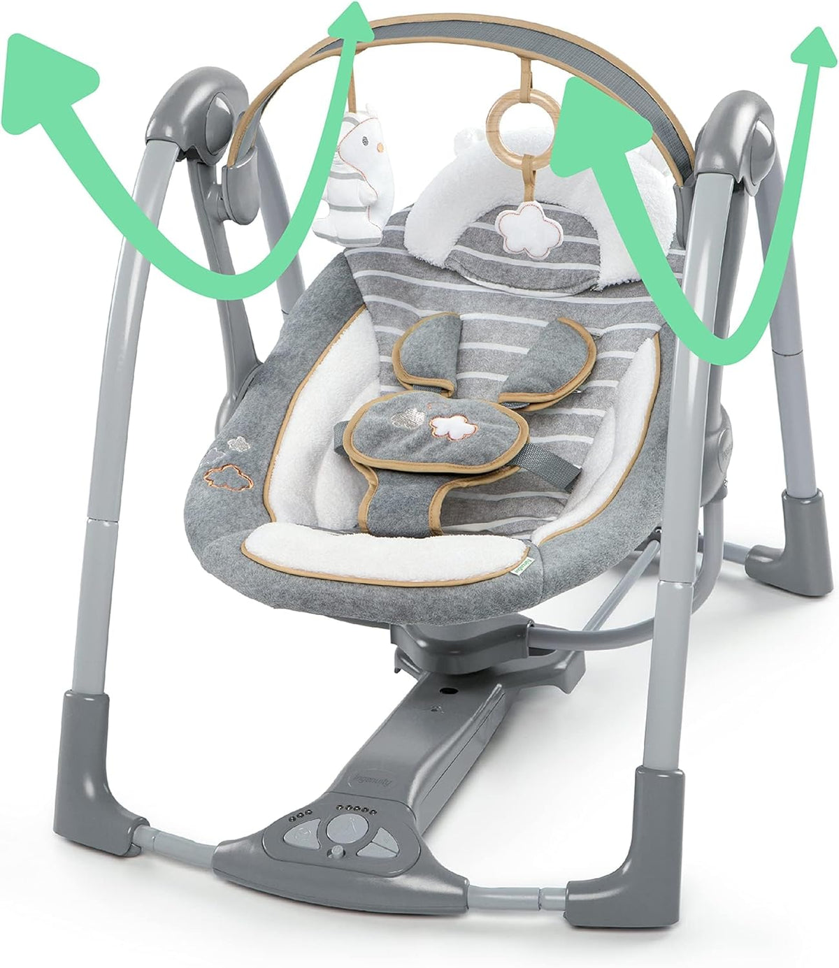 Ingenuity Boutique Collection Swing 'n Go Portable Swing - Bella Teddy, Grey