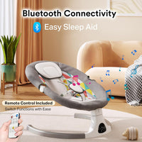 OKUYOSHI Baby Swing with Dinner Tray, New Born Baby Rocker Chair with 3 Timing, 5 Sway Angles (Pink)