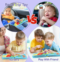 Busy Board, Baby Toys Busy Book for Toddlers 1-3, Dinosaur Sensory Books 6 Page