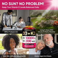 Venture Pal 5-in-1 Vitamin D3 10000 IU & K2 as MK-7 200mcg with Magnesium, MCT Oil, Zinc, Sugar-Free Vitamin D Liquid |Maximum Absorption for Bone, Mood & Immune Health - 2 FL OZ, 60 Days
