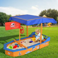 Keezi Kids Sandpit, Wooden Water Table Sand Pit Play Toys Sandcastle Garden Patio