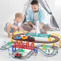 Train Set Toy, Race Tracks with Electric Car, Train Track Playset for 3 4 5 Years