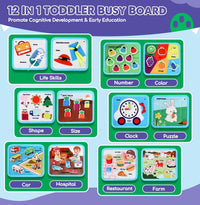 Busy Board, Baby Toys Busy Book for Toddlers 1-3, Dinosaur Sensory Books 6 Page