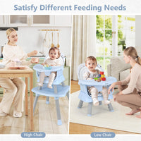 INFANS 8 in 1 Baby High Chair, Convertible Highchair for Babies and Toddlers (Blue)