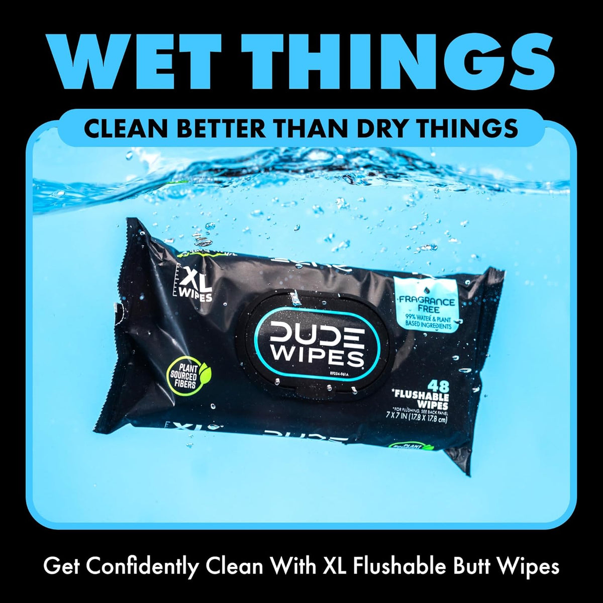 DUDE Wipes Flushable Wet Wipes Dispenser (3 Packs 48 Wipes), Unscented Wet Wipes with Vitamin-E & Aloe for at-Home Use, Septic and Sewer Safe