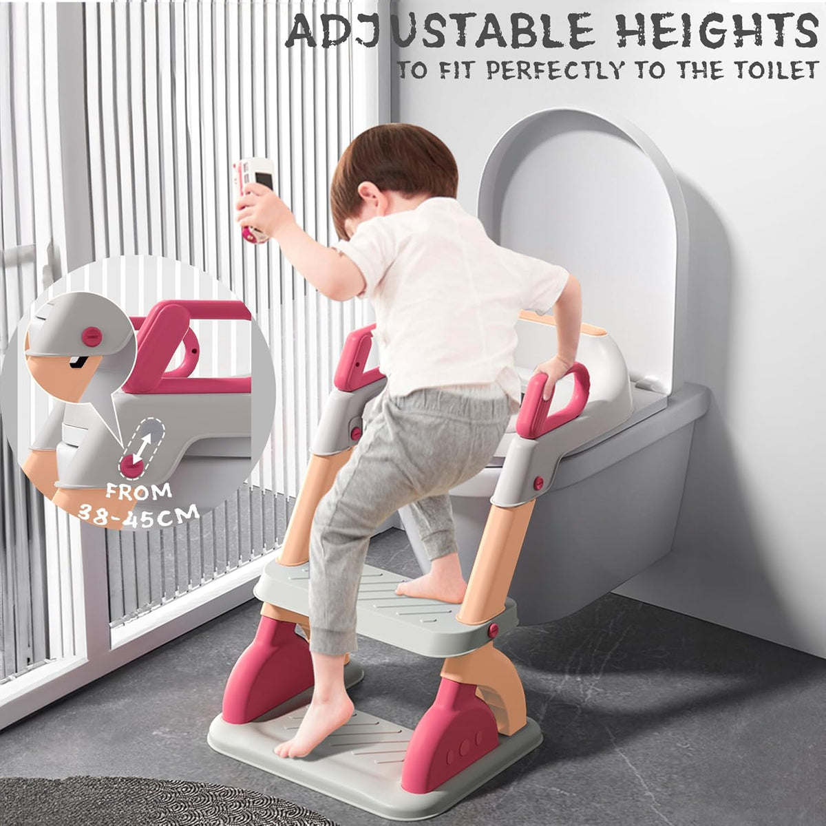 Potty Training Seat with Step Stool Ladder,Potty Training Toilet for Kids Boys Girls,Toddlers-Comfortable Safe Potty Seat with Anti-Slip Pads Ladder