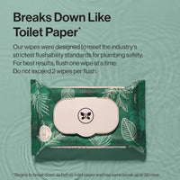 The Honest Company Flushable Wipes for Sensitive Skin | Fragrance Free, Hypoallergenic, 99% Water, Safe to Flush | Tropical Leaves, 336 Count