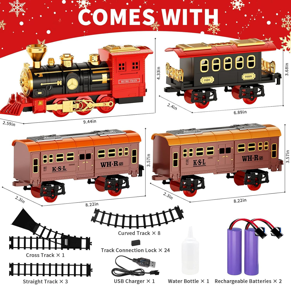 Train Set - Train Toys for Boys w/Smokes, Lights & Sound