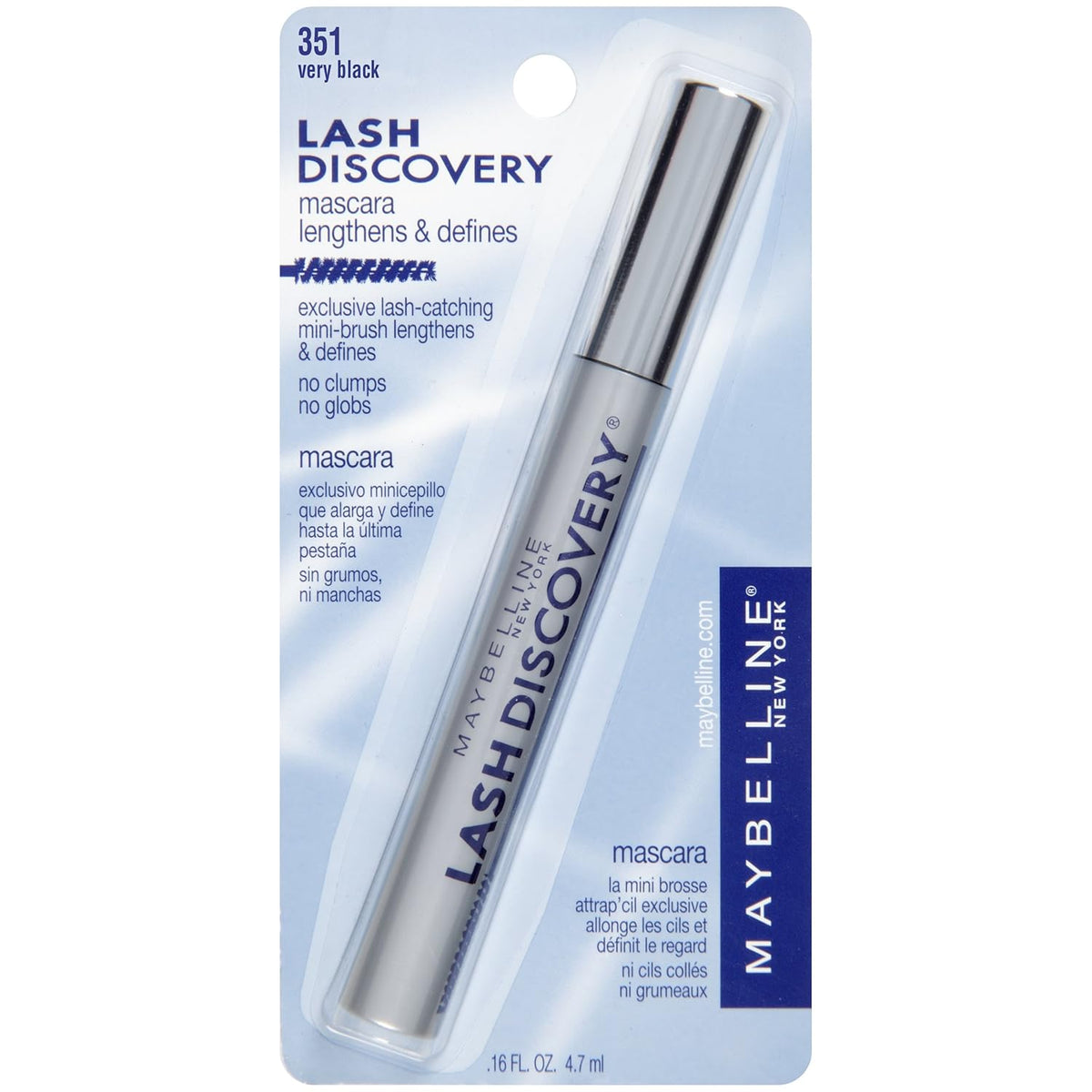 Maybelline New York Lash Discovery Mini-Brush Washable Mascara, Very Black, 0.16 fl. oz. (Pack of 2)