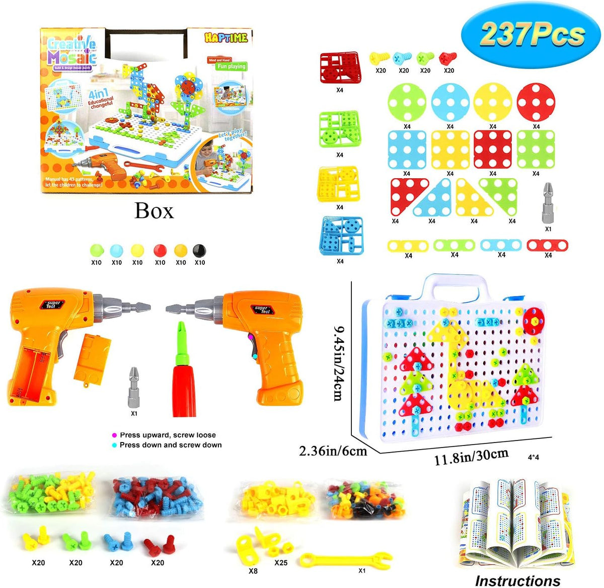 237 Pieces Electric DIY Drill Educational Set, STEM Learning Toys