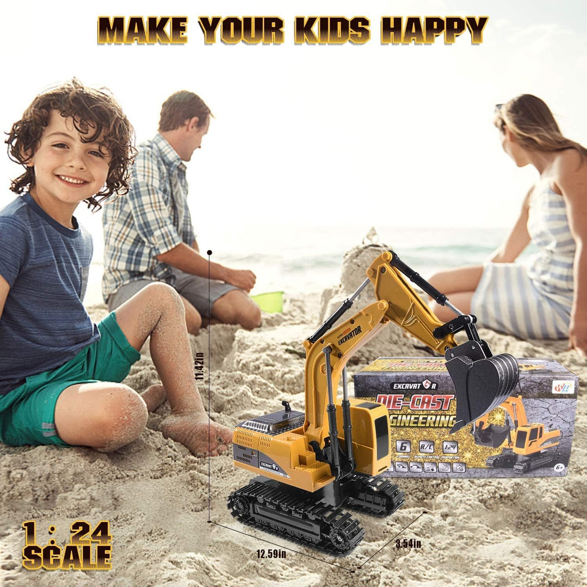 Remote Control Excavator Hydraulic Truck. 6 Channel Full Functional Rechargeable RC Toy