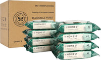 The Honest Company Flushable Wipes for Sensitive Skin | Fragrance Free, Hypoallergenic, 99% Water, Safe to Flush | Tropical Leaves, 336 Count