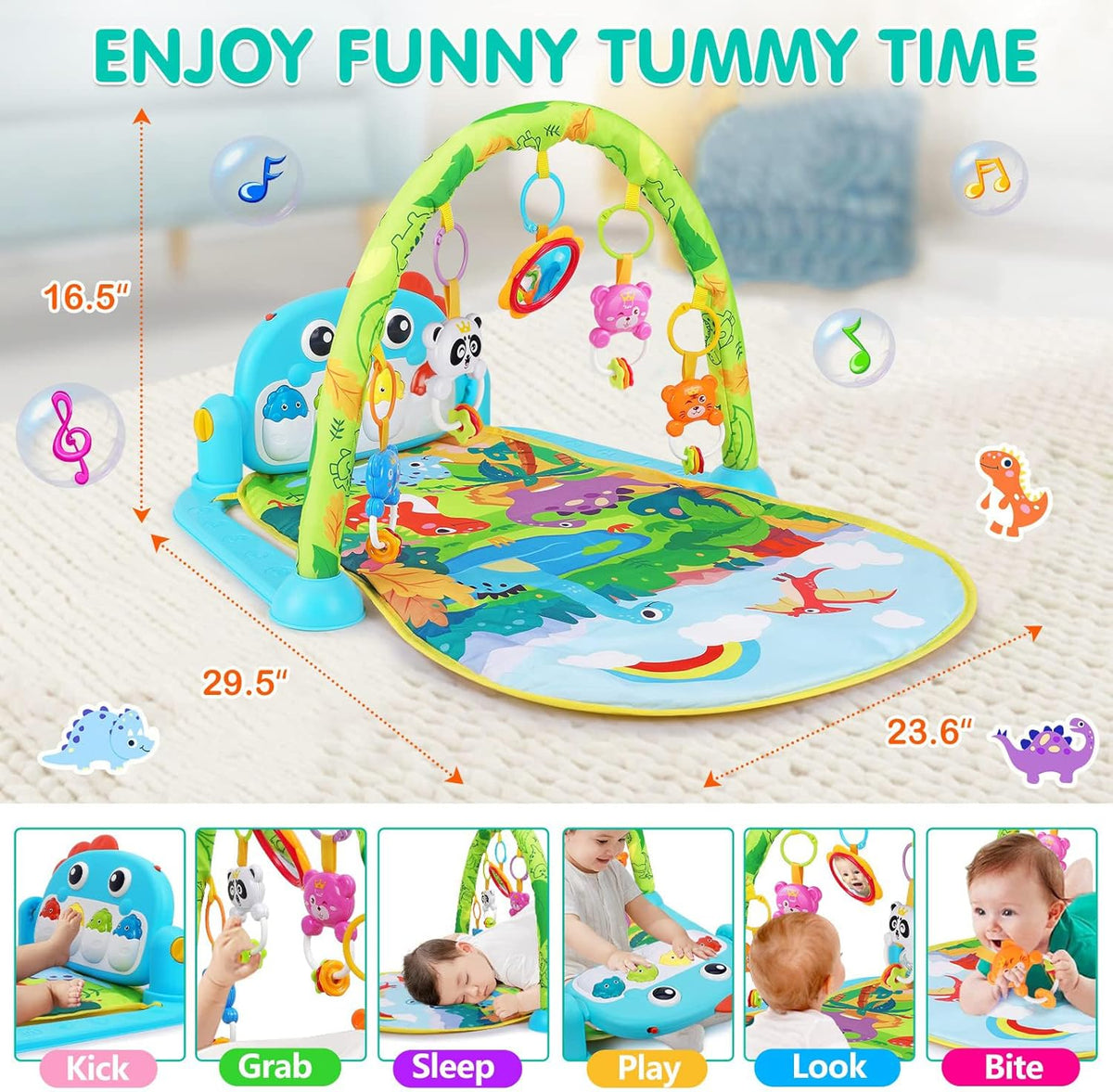 Baby Play Mat,Gym Play Mat,Tummy Time Mat,Kick & Play Piano Gym