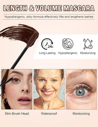 2PCS Mascara for Older Women 60 Plus and Eye Liner Pencils Makeup Set, Dark