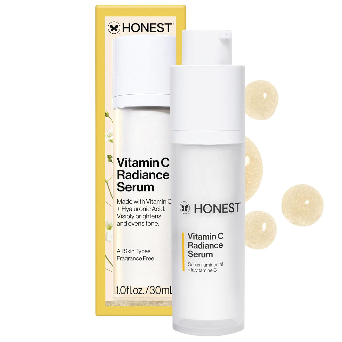 Honest Beauty Vitamin C Radiance Brightening Serum | Improves Skin Tone + Complexion | Vitamin C, Pearl, Hyaluronic Acid | EWG Verified + Cruelty Free | 1 fl oz