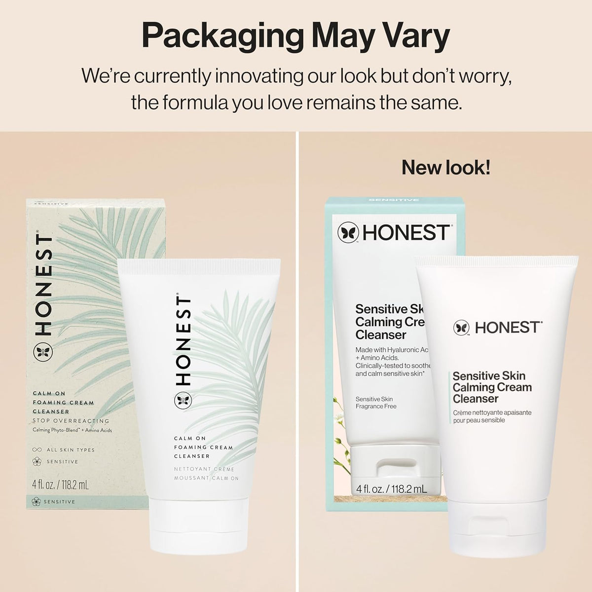 Honest Beauty Calm On Foaming Cream Cleanser for Sensitive Skin | Hyaluronic Acid + Calming Phyto-Blend | EWG Verified, Vegan + Cruelty Free | 4 fl oz