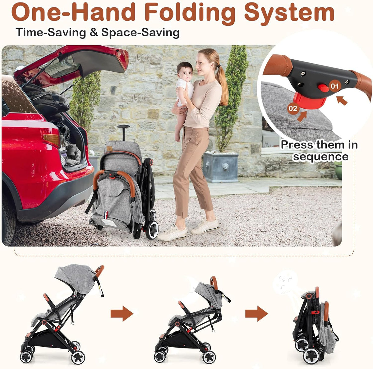 BABY JOY Lightweight Baby Stroller w/ Mesh Net