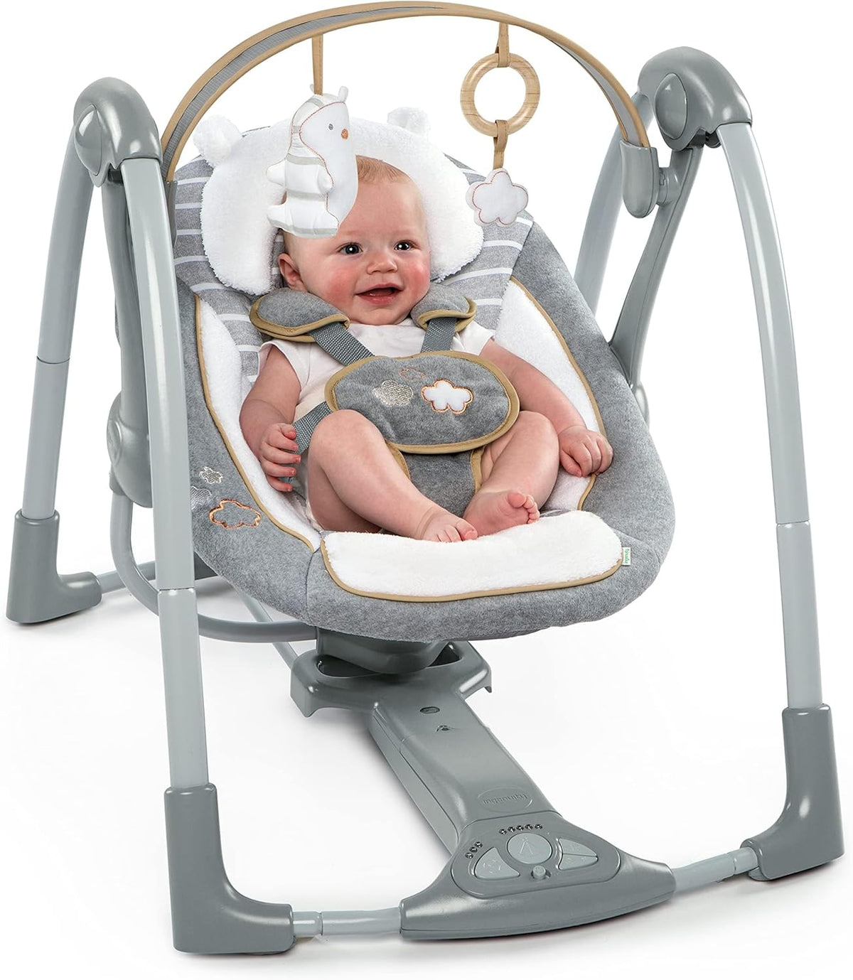 Ingenuity Boutique Collection Swing 'n Go Portable Swing - Bella Teddy, Grey