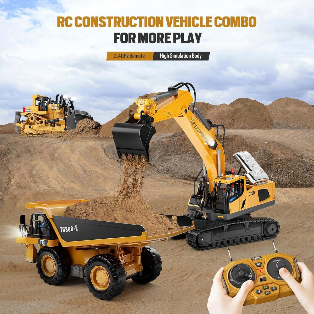Remote Control Dump Truck Toys 9 Channel RC Toys with Metal Bed and Lights