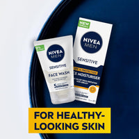 NIVEA MEN Sensitive Skin Care Value Pack (2 Piece) | Includes: Men's Face Wash 100ml & Sensitive Protective Face Cream 50ml | Enriched With Vitamin E & Chamomile | Sensitive Skincare Set for Men