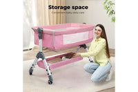 Baby Cot Bed Crib Portable Bassinet Safety Fence Adjustable Bedside Pink