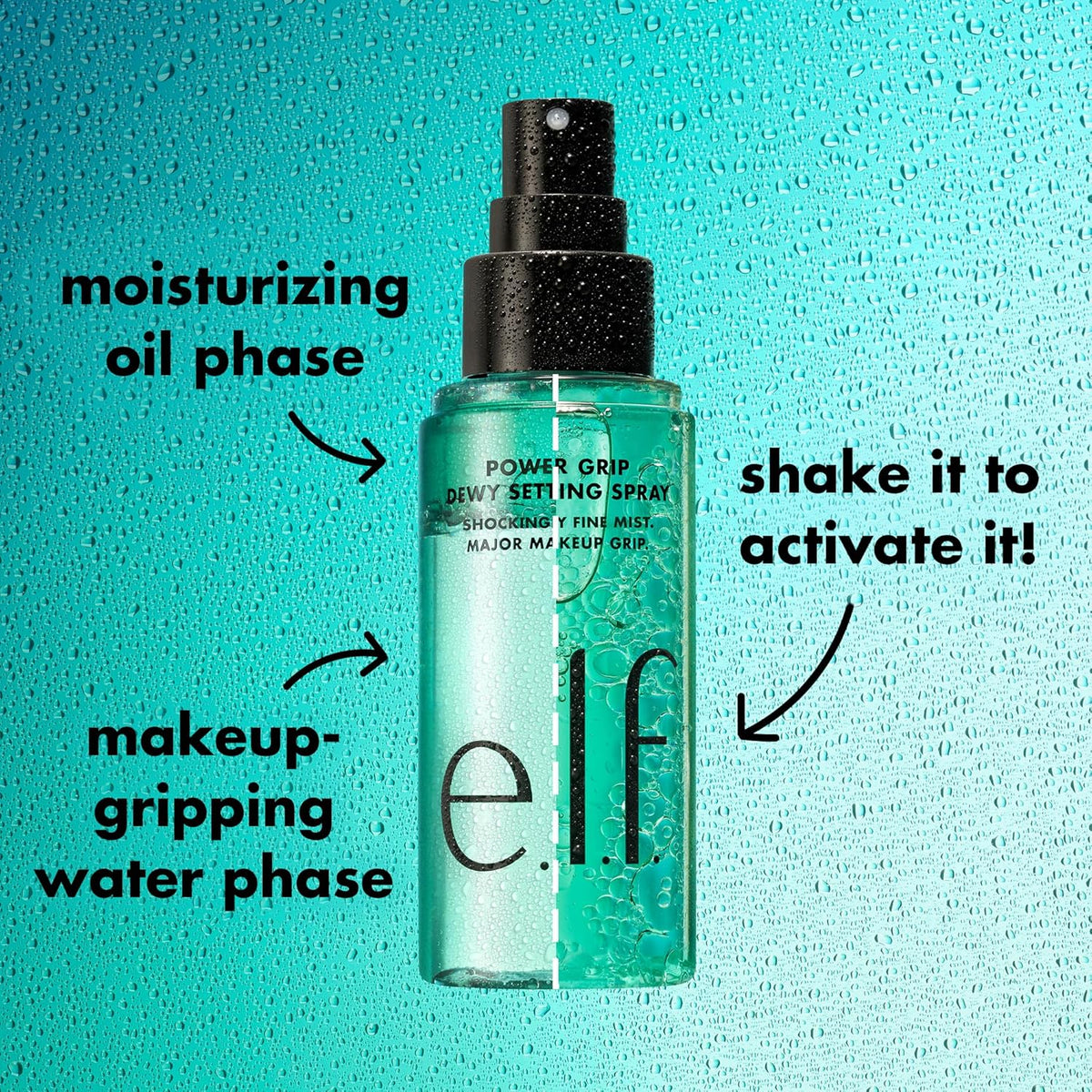 e.l.f. Power Grip Dewy Setting Spray, Ultra Fine Mist Made With Hyaluronic Acid