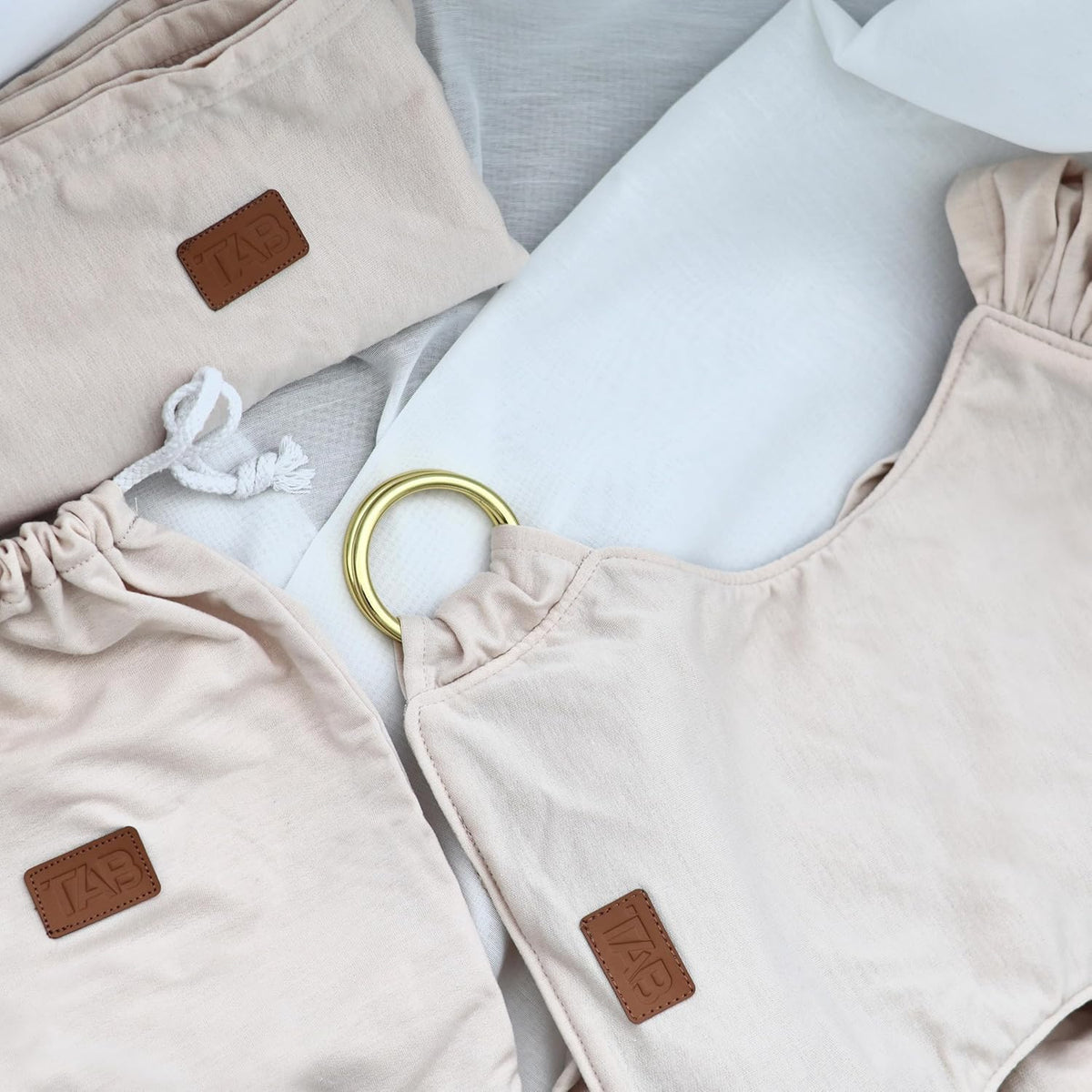 Stylish Beige & Gold Baby Carrier Wrap: Comfortable, Soft & Supportive
