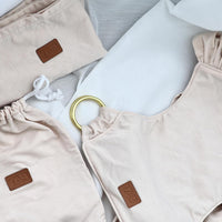Stylish Beige & Gold Baby Carrier Wrap: Comfortable, Soft & Supportive