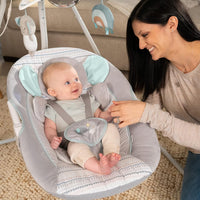 Ingenuity InLighten 5-Speed Baby Swing - Swivel Infant Seat, 5 Point Safety Harness, Nature Sounds, Lights - Van Elephant