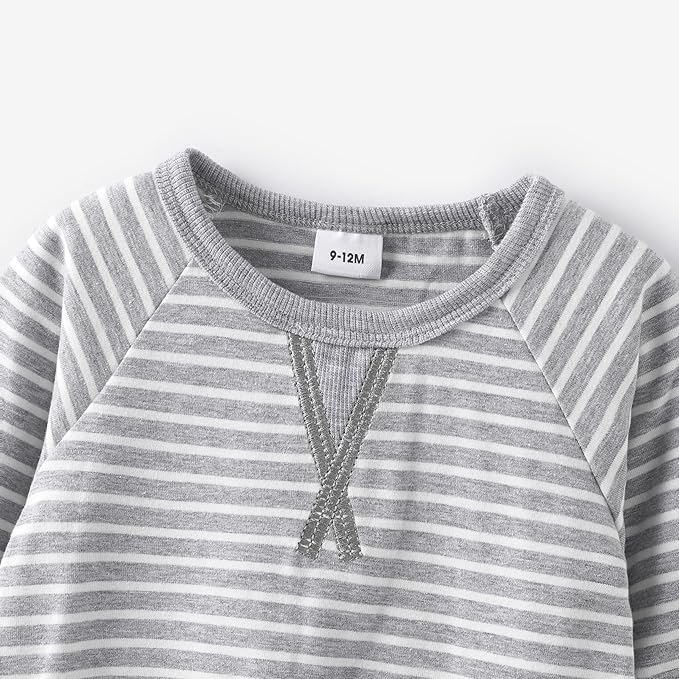 PATPAT Baby Toddler Clothes Striped Pullover Top Shirt Long Pants Set Cotton Infant Fall Spring Outfits 3 Months-3 Years