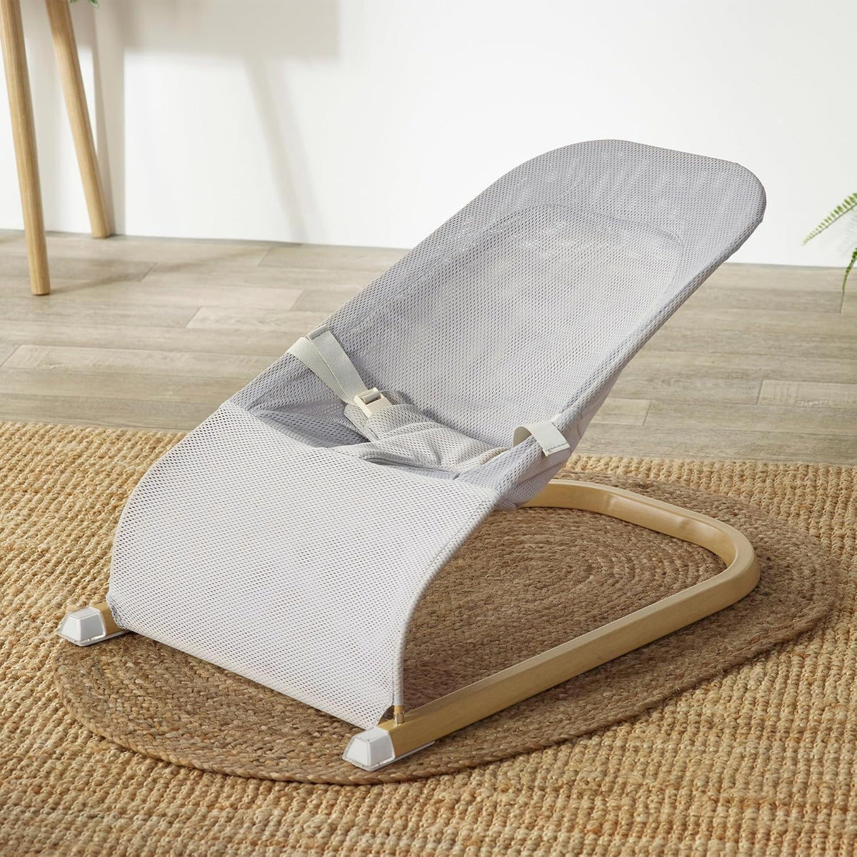 Kinder Valley Unisex Baby Bouncer - Adjustable Baby Bouncer from Birth, Soft Mesh Seat Baby Chair, Non-Slip Feet, Lightweight & Compact, Secure Harness, Easy to Clean | Grey
