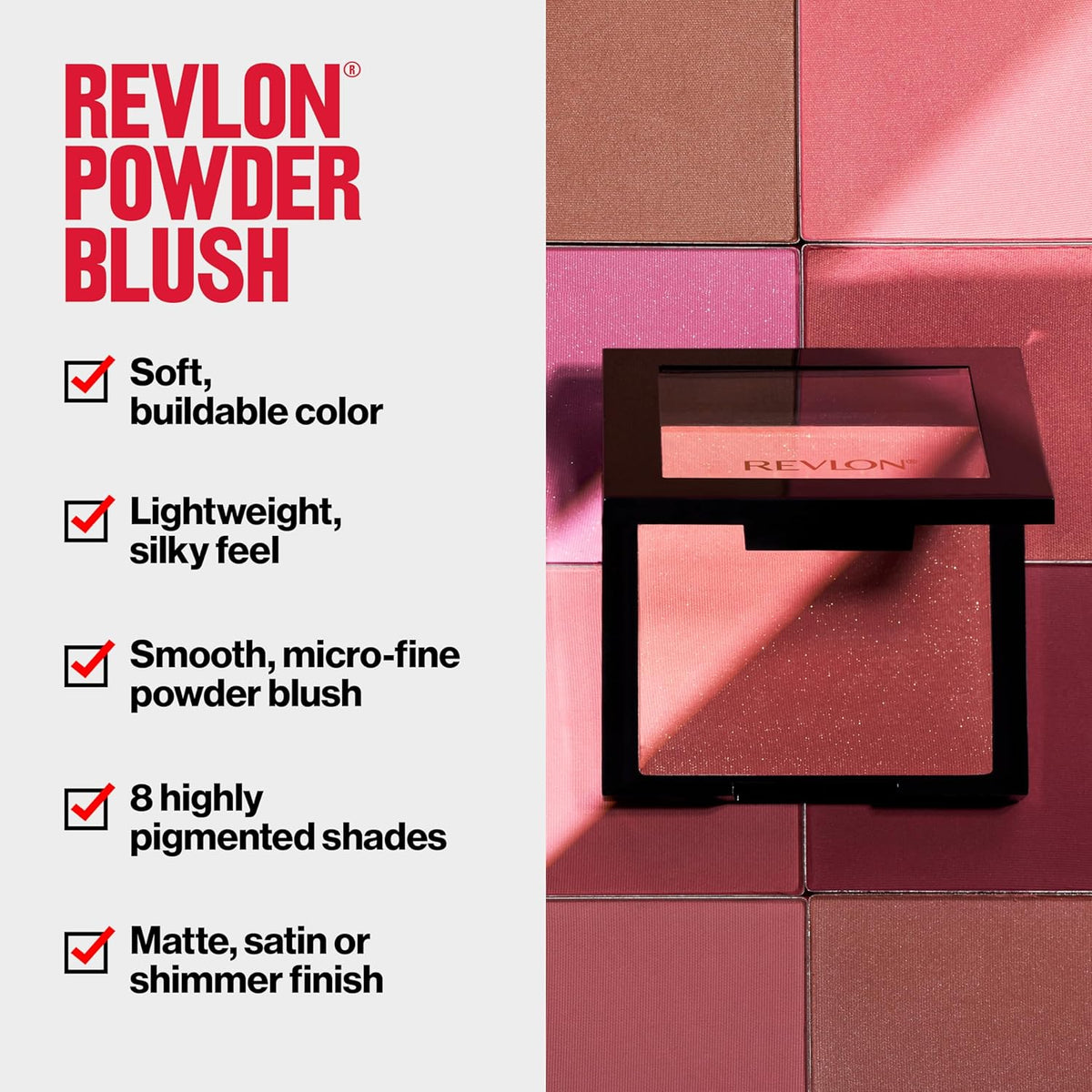 Revlon Powder Blush Face Makeup, High Impact Buildable Color, Lightweight & Smooth Finish, 004 Rosy Rendezvous, 0.17 oz