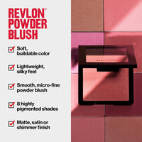 Revlon Powder Blush Face Makeup, High Impact Buildable Color, Lightweight & Smooth Finish, 004 Rosy Rendezvous, 0.17 oz