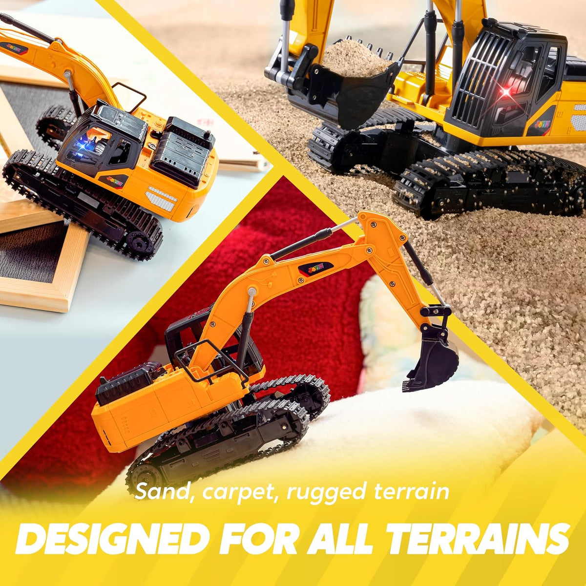 Remote Control Excavator Toys for Boys, 2.4Ghz RC Excavator Toy with Light