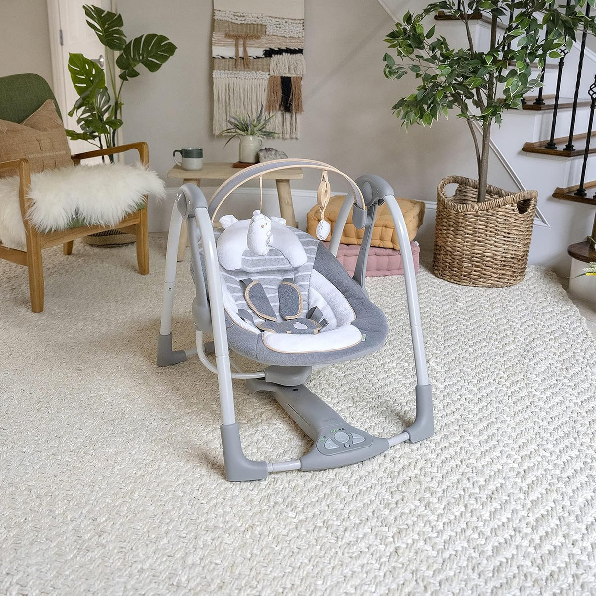 Ingenuity Boutique Collection Swing 'n Go Portable Swing - Bella Teddy, Grey