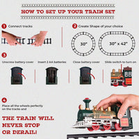 Classic Train Set w/Lights and Sounds - Battery Operated Electric Train with 8 Rails