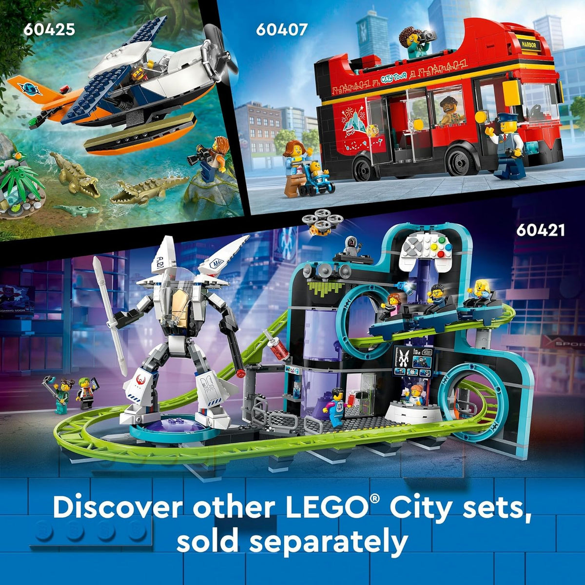 LEGO City Car Transporter Truck with Sports Cars Construction Set, 4 Vehicle Kids Toys for 7 Plus Year