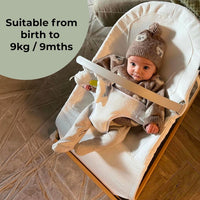 My Babiie Baby Bouncer with Toy Bar – Newborn Ergonomic Bouncer Chair, from Birth to 9 Months (9kg) - Cream